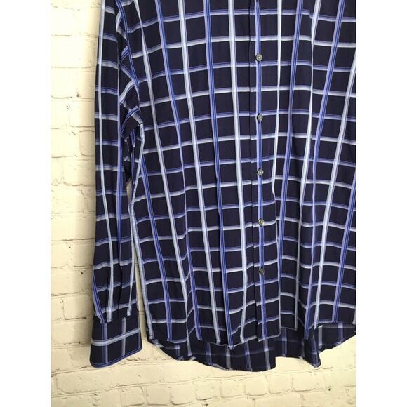 Cezani  Men's L Large Button Up Shirt Long Sleeve Blue Purple Check /Plaid * - Picture 3 of 12